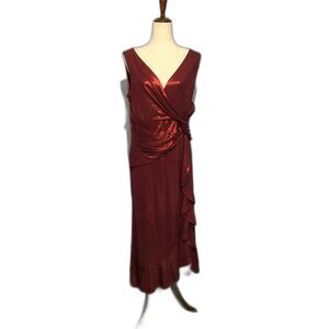 BeryLove XL Red Glitter Evening Midi Dress